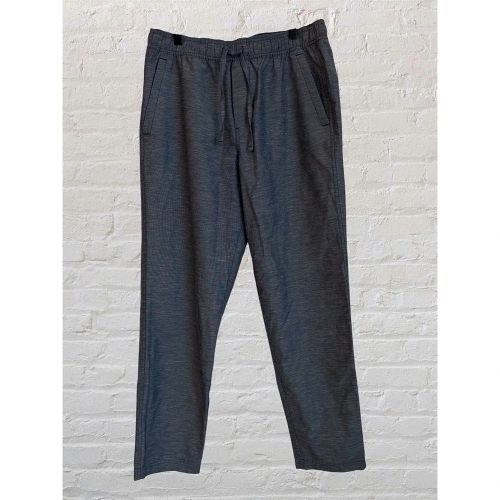 Lululemon LuluLinen Pull On Pants M Blue Relaxed Tapered Lightweight LM5BA0S